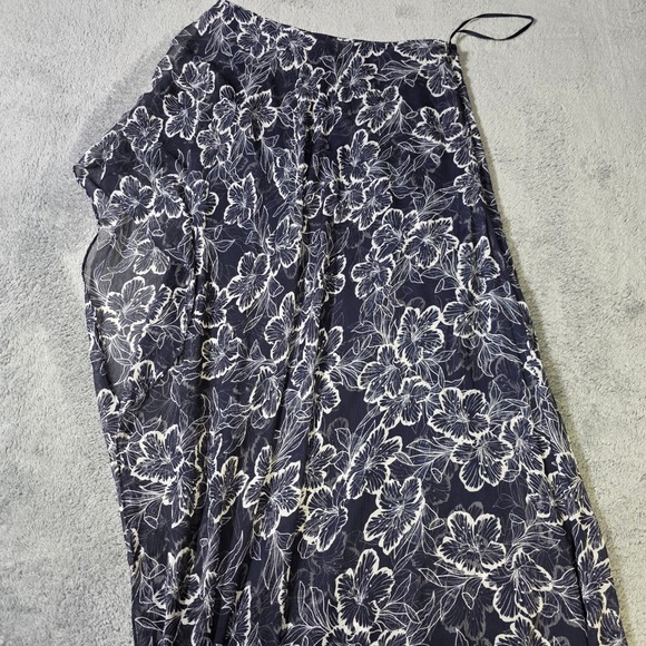 Lauren Ralph Lauren Dresses & Skirts - Lauren Ralph Lauren Womens 12 Maxi Dress Navy Blue Floral Tiered Ruffle Gown